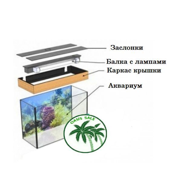 Прямокутний акваріум А-126А з кришкою №1 та лампами 2x18W у кольорі Бук 1110023 фото